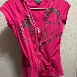 Armani Exchange Pink short sleeve hoodie Small